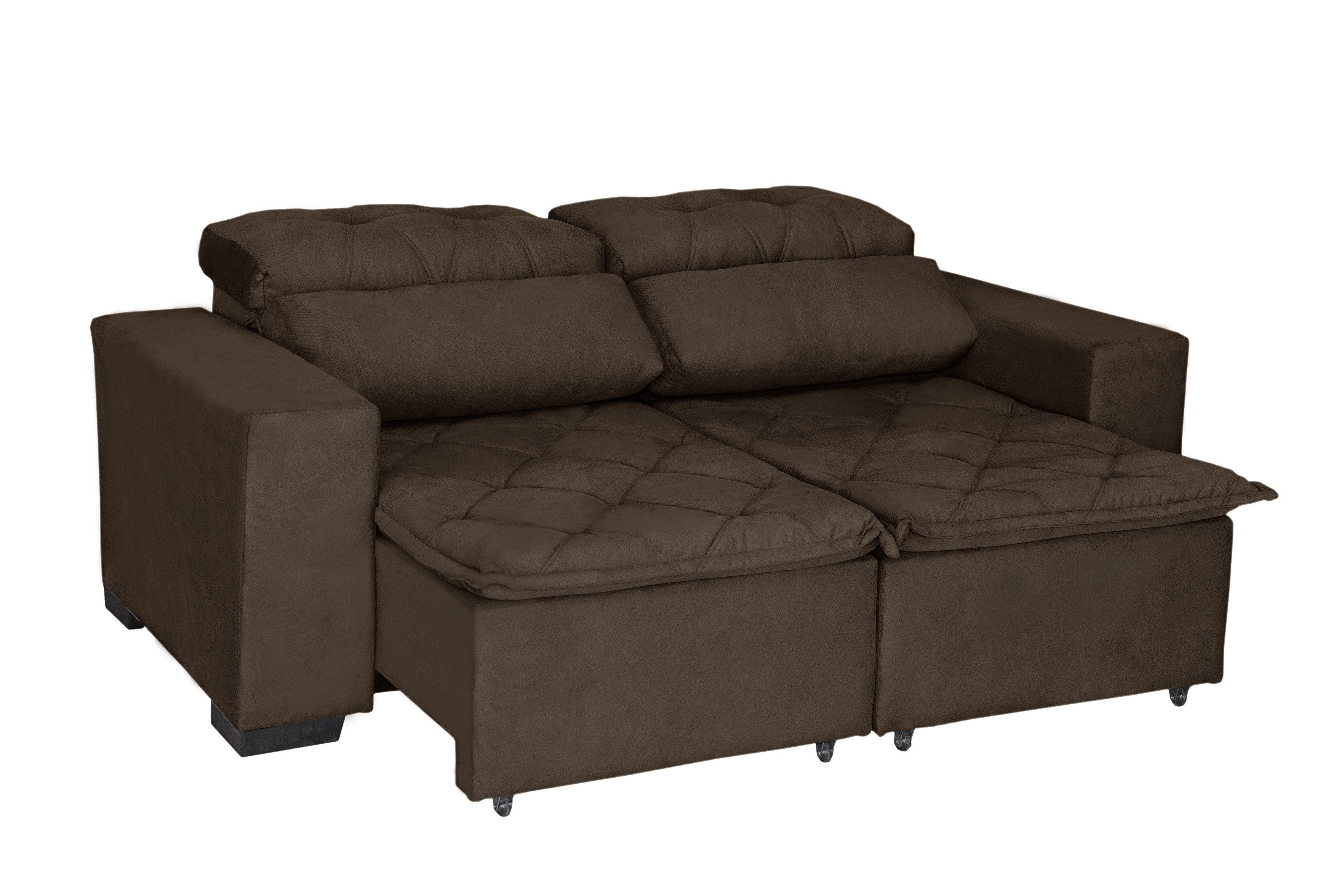 Sofá Soft Slim 3 Lugares (L: 2,00m) Retrátil e Reclinável Suede Café