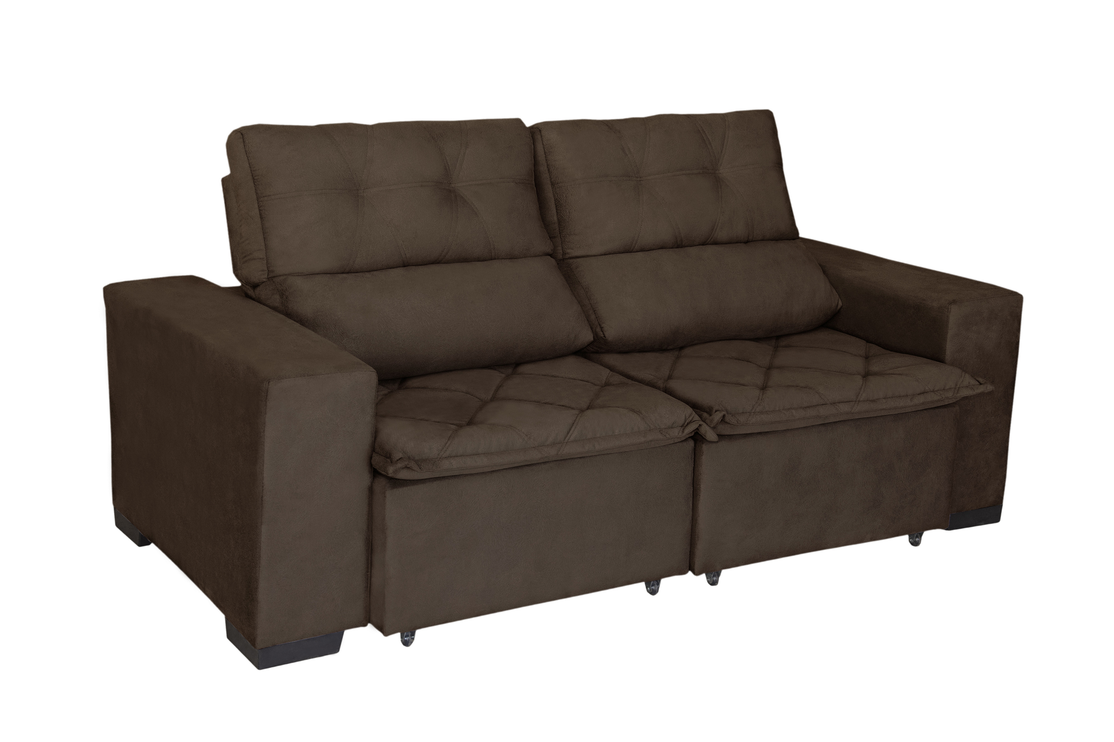 Sofá Soft Slim 2 Lugares (L: 1,50m) Retrátil e Reclinável Suede Café 