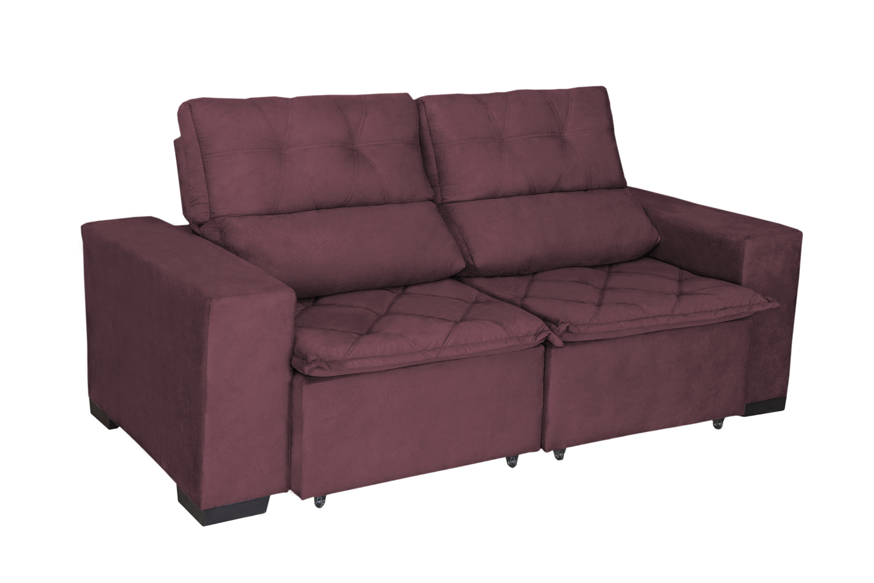 Sofá Soft Slim 2 Lugares (L: 1,50m) Retrátil e Reclinável Suede Vinho