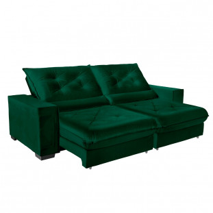 Sofá Vegas Retrátil e Reclinável Molas Ensacadas e Pillow Top 2,10mts Pluma Verde 