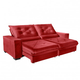 Sofá Vegas Retrátil e Reclinável Molas Ensacadas e Pillow Top 2,30mts Pluma Vermelho